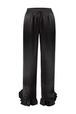POPPY TROUSERS - BLACK WASHED SILK SATIN