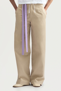 RIBBON SUIT TROUSERS - SAND COTTON DRILL
