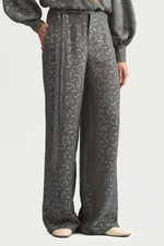 RIBBON SUIT TROUSERS - SILVER LEAVES JACQUARD