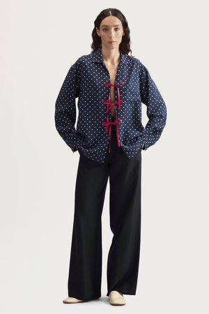 BOWLING SHIRT - NAVY POLKA DOT