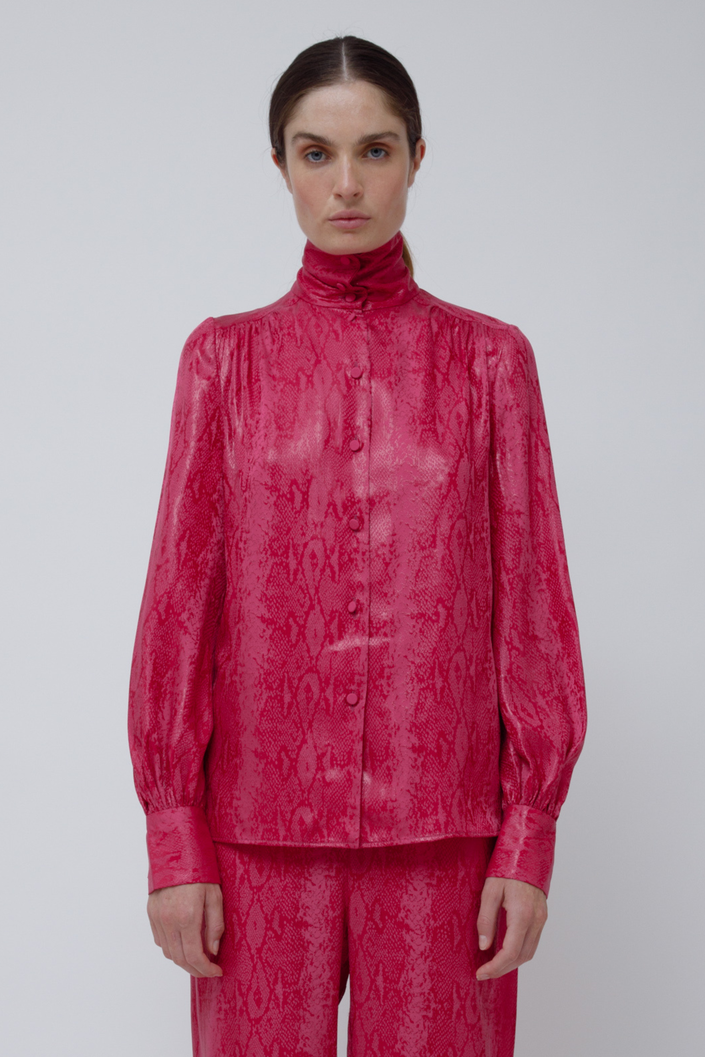 GIRAFFE SHIRT -  FUCHSIA LUREX PYTHON JACQUARD