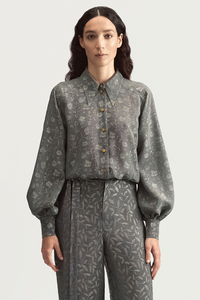 ROLLER MINI SHIRT - SILVER ROSES JACQUARD
