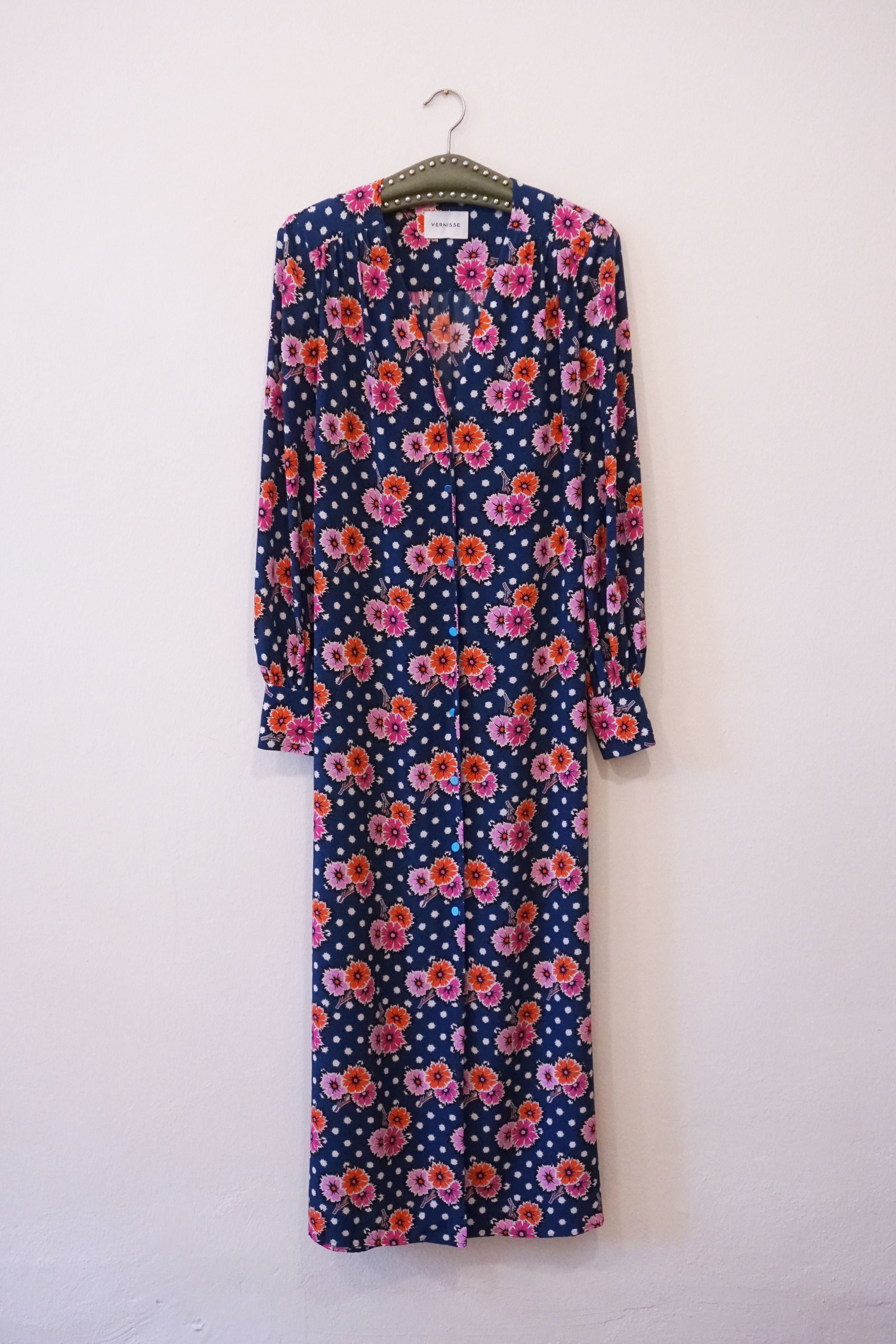 OOPSY DAISY LONG DRESS - FLOWERBOMB NAVY