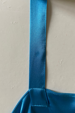 WRAP TOP - SKY BLUE SILK SATIN