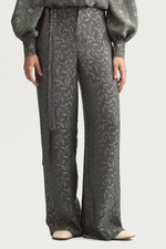 RIBBON SUIT TROUSERS - SILVER LEAVES JACQUARD