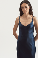 MOONLIGHT DRESS - MIDNIGHT BLUE SATIN