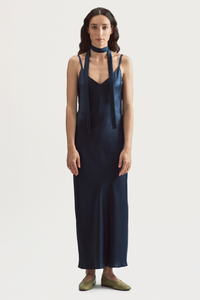 MOONLIGHT DRESS - MIDNIGHT BLUE SATIN
