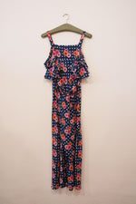 SLIP DRESS - FLOWERBOMB NAVY SILK CRÊPE DE CHINE