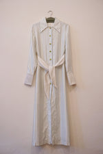LOULOU LONG DRESS - PINSTRIPE SATIN