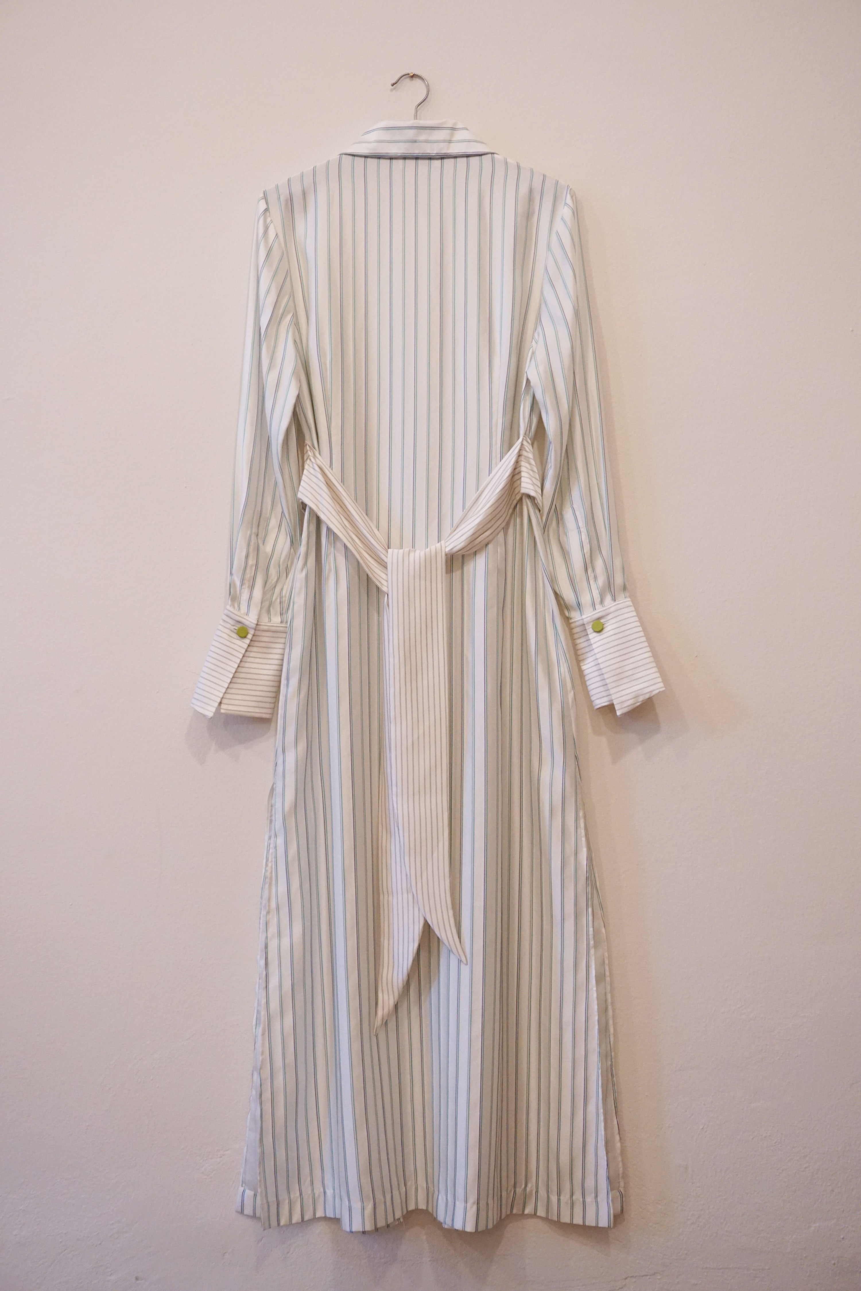 LOULOU LONG DRESS - PINSTRIPE SATIN