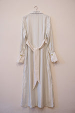 LOULOU LONG DRESS - PINSTRIPE SATIN
