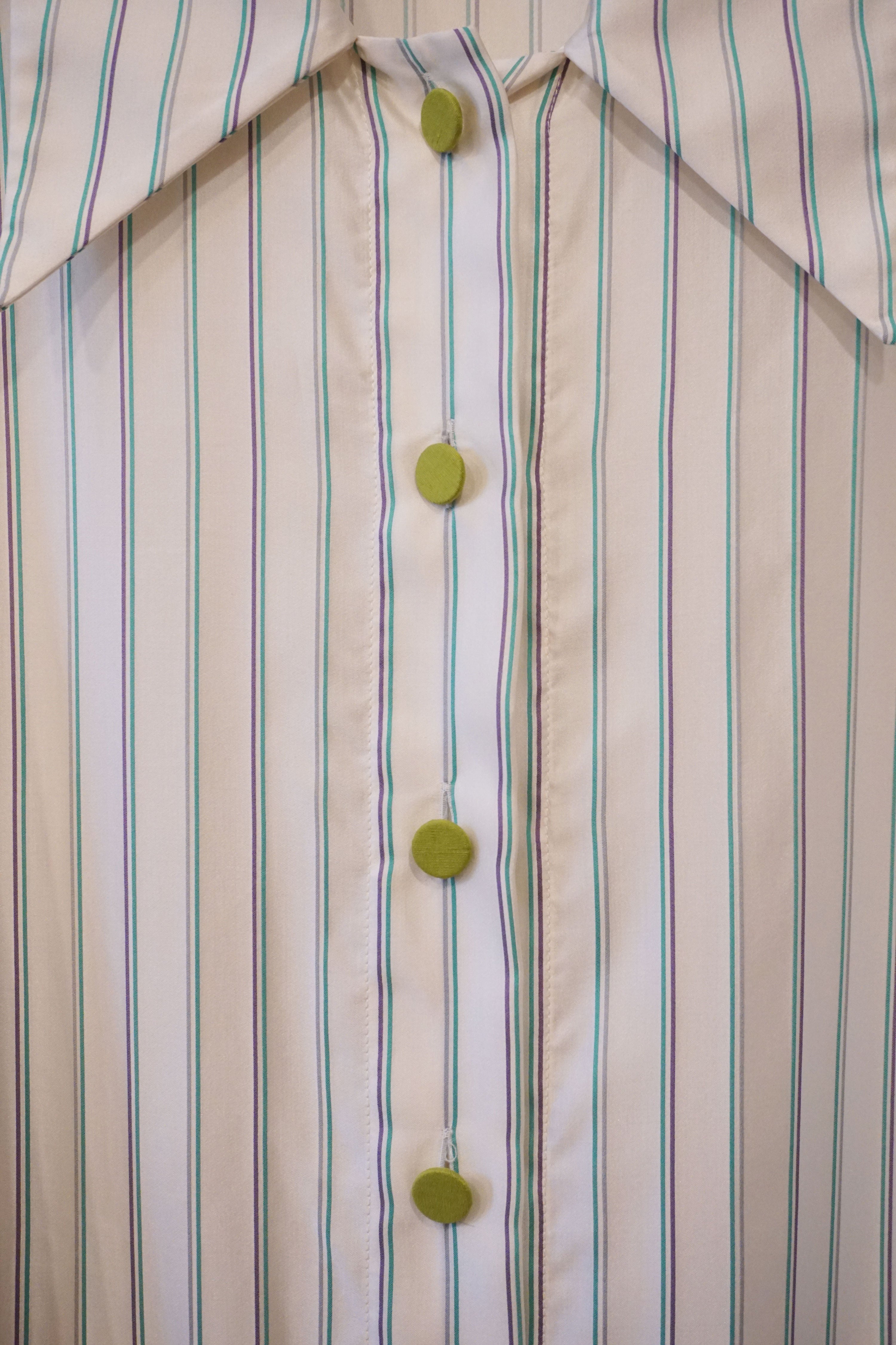 LOULOU LONG DRESS - PINSTRIPE SATIN