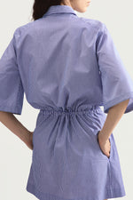 SUMMER ROLLER DRESS - BLUE STRIPED POPLIN