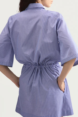 SUMMER ROLLER DRESS - BLUE STRIPED POPLIN
