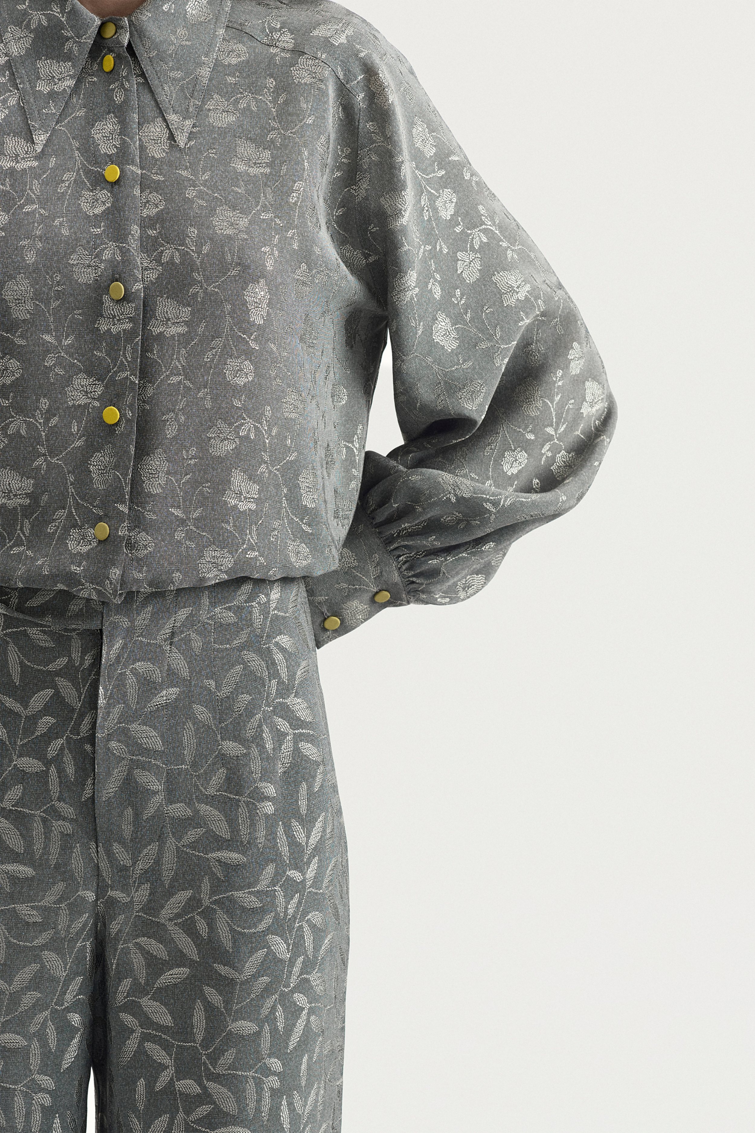 ROLLER MINI SHIRT - SILVER ROSES JACQUARD