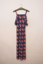 SLIP DRESS - FLOWERBOMB NAVY SILK CRÊPE DE CHINE