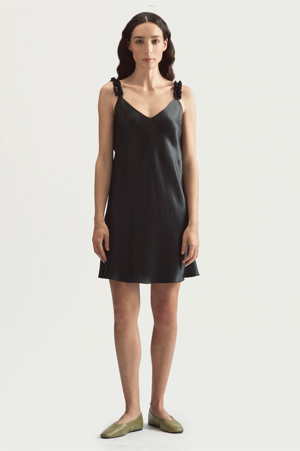 MOONLIGHT MINI DRESS - BLACK SATIN