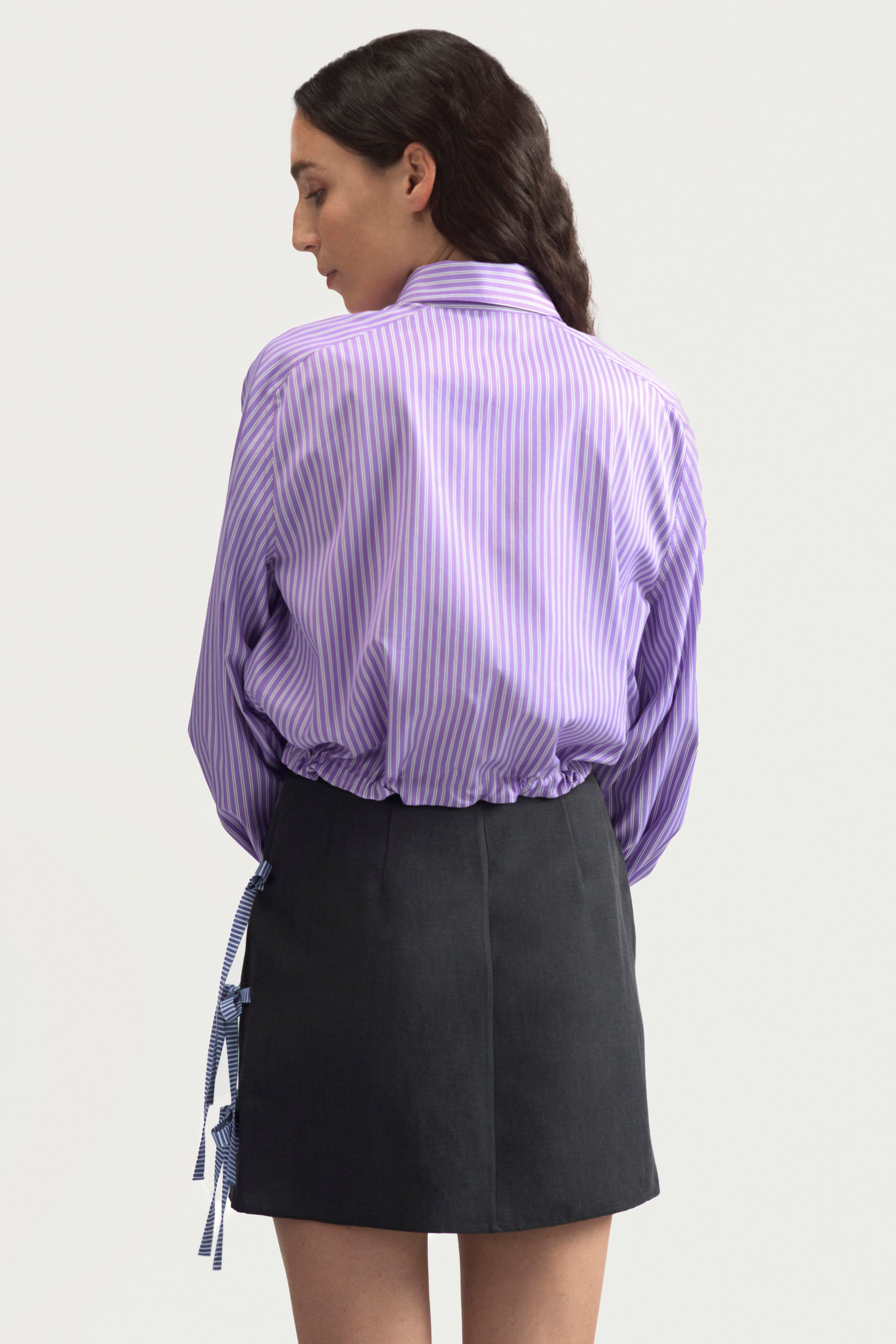 ROLLER MINI SHIRT - LILAC STRIPED POPLIN