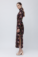 TURTLENECK DRESS - BLACK JAPANESE FLOWER