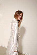 LOULOU LONG DRESS - PINSTRIPE SATIN