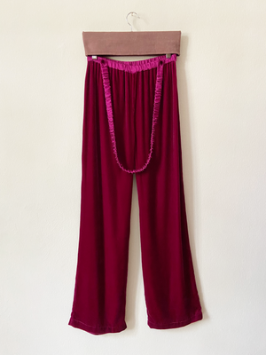 RIVIERA TROUSERS - CHERRY VENICE VELVET