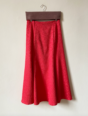 TULIP SKIRT - STRAWBERRY SILK JACQUARD