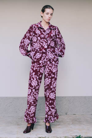 GIRAFFE SHIRT - PLUM ROSES SILK