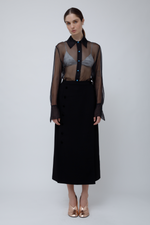 MADELEINE MIDI SKIRT - BLACK WOOL