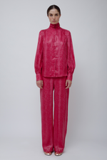 RIVIERA TROUSERS - FUCHSIA LUREX PYTHON JACQUARD