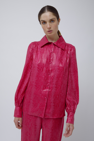 GIRAFFE SHIRT -  FUCHSIA LUREX PYTHON JACQUARD