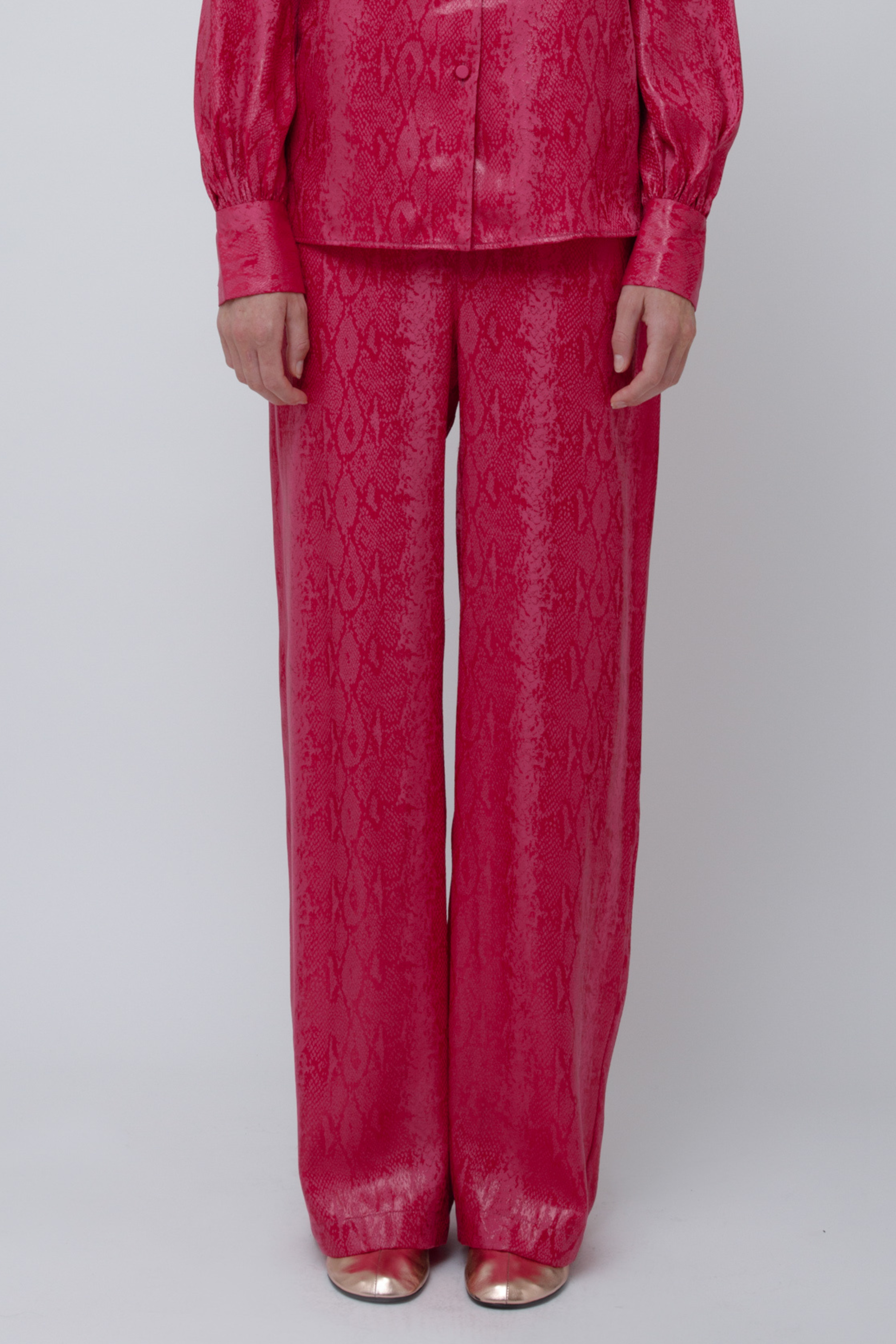 RIVIERA TROUSERS - FUCHSIA LUREX PYTHON JACQUARD