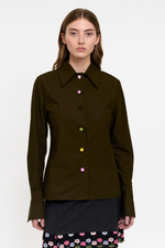 LOULOU SHIRT - MUD COTTON POPLIN