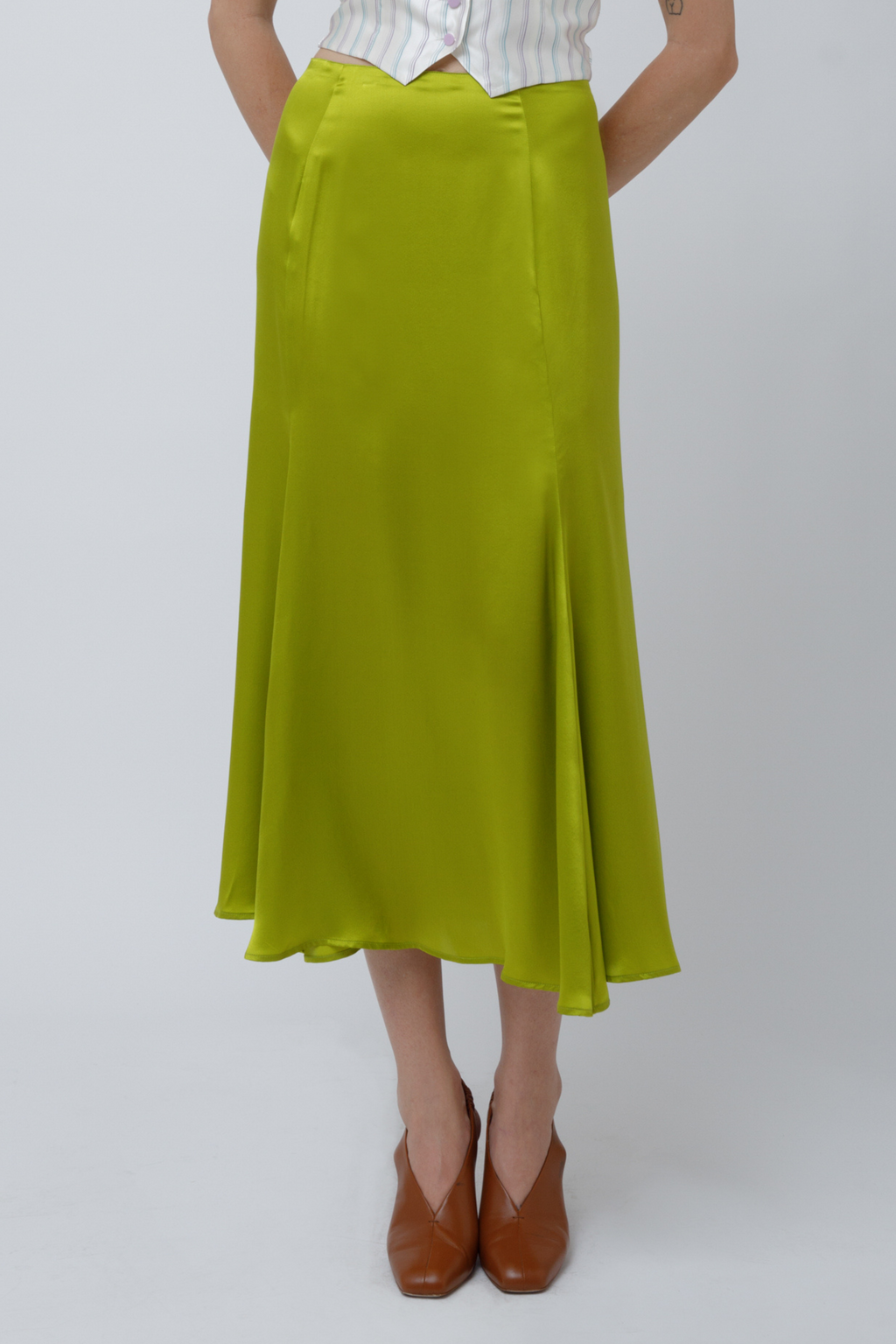 TULIP SKIRT - SATIN AVOCADO
