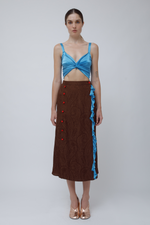 WRAP TOP - SKY BLUE SILK SATIN