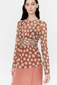 MESH TOP - CINNAMON DAISIES