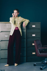RIVIERA TROUSERS - CHERRY VENICE VELVET