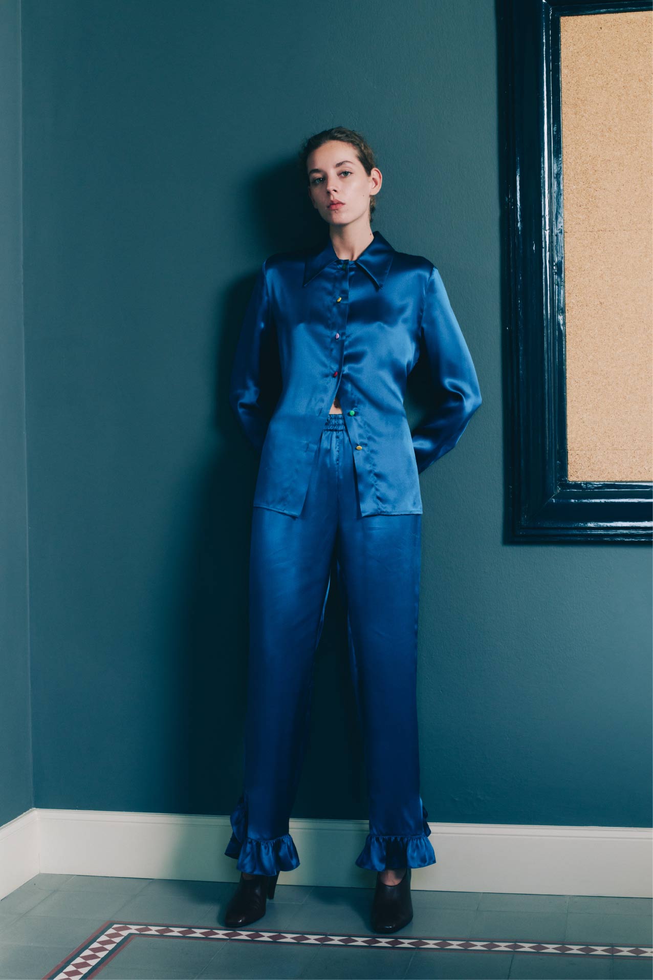 POPPY TROUSERS - AEGEAN SILK SATIN