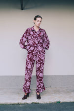 POPPY TROUSERS - PLUM ROSES SILK