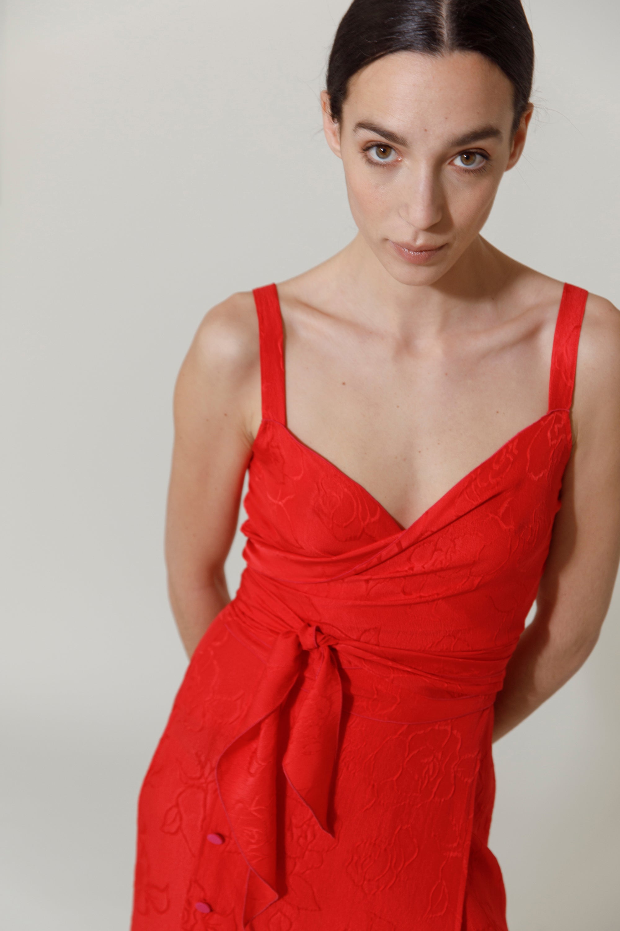 FLAME RED - MADELEINE MIDI SKIRT