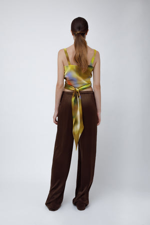 WRAP TOP - GOLDEN CLOUDY SILK SATIN
