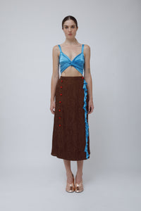 MADELEINE MIDI SKIRT - CHOCOLATE SILK JACQUARD