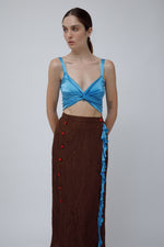 WRAP TOP - SKY BLUE SILK SATIN