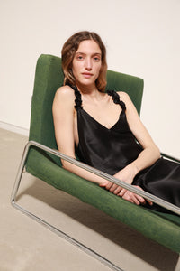 MOONLIGHT MINI DRESS - BLACK SATIN