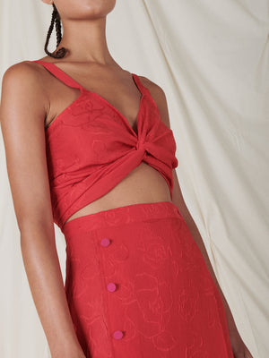 FLAME RED - WRAP TOP